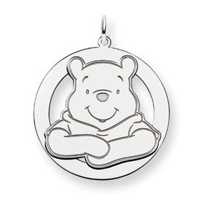 Sterling Silver Disney Winnie the Pooh Large Two Layer Round Charm