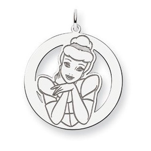 Sterling Silver Cinderella Round Charm
