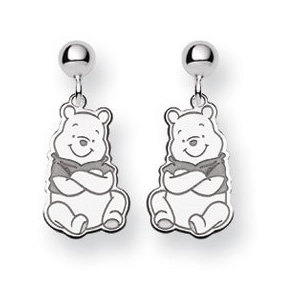 Sterling Silver Disney Winnie the Pooh Post Dangle Earrings