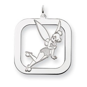Sterling Silver Tinker Bell Two Layer Square Charm