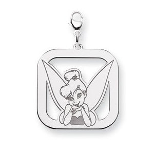 Sterling Silver Tinker Bell Lobster Clasp Square Charm