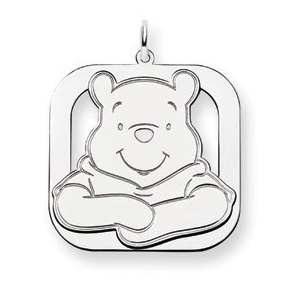 Sterling Silver Winnie the Pooh Large Two Layer Charm