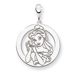 Sterling Silver Belle Lobster Clasp Round Charm