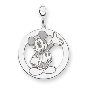 Sterling Silver Disney Waving Mickey Mouse Lobster Clasp Charm