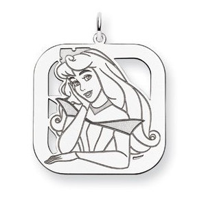 Sterling Silver Princess Aurora Square Charm