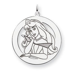 Sterling Silver Princess Aurora Round Charm