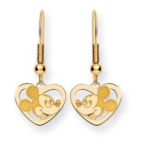 Disney Mickey Mouse Heart Dangle Shepherd Hook Earrings