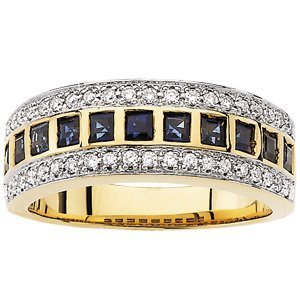 14KY RHODIUM BRIDAL GENUINE SAPPHIRE DIAMOND ANNIV