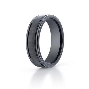 Black Ceramic  Seranite  Comfort Fit 6mm Wedding Band