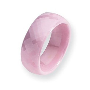Ceramic Pink Faceted 7 5mm Polished Band