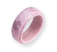 Ceramic Pink Faceted Ridged Edge 8mm Polished Wedding Band