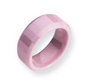 Ceramic Pink Faceted Beveled Edge 8mm Polished Wedding Band