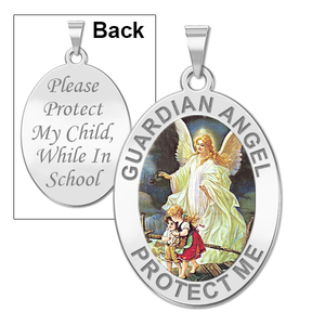 Guardian Angel  School Protect  Double Sided Medal   Color EXCLUSIVE 