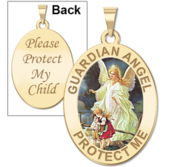 Guardian Angel  Protect My Child  Double Sided Medal  Color EXCLUSIVE 