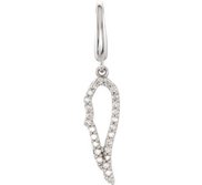 14K White Gold Diamond Angel Wing w  Lobster Clasp Charm