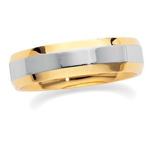 14k Two Tone 5mm Domed Wedding Band