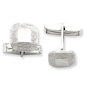 Engravable Square Shaped Sterling Silver Cufflinks