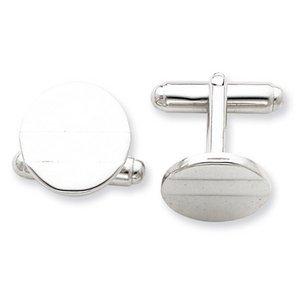 Engravable Round Shaped Sterling Silver Cufflinks