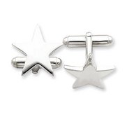 Engravable Star Shaped Sterling Silver Cufflinks