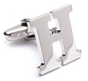 Genuine Sterling Silver Letter  H  Cufflinks