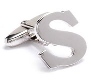 Genuine Sterling Silver Letter  S  Cufflinks