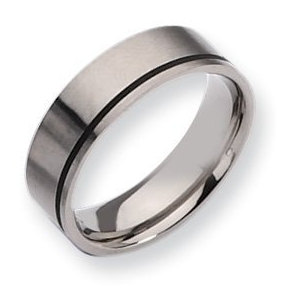 Titanium Black Accent Flat 7mm Brushed Wedding Band