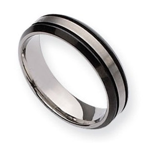 Titanium Two tone Grooved 6mm Brushed and Polished Wedding Band