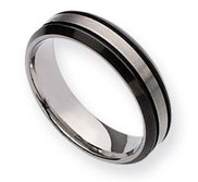 Titanium Two tone Grooved 6mm Brushed and Polished Wedding Band