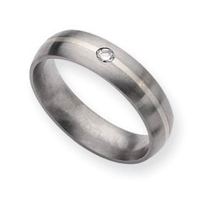 Titanium 6mm Diamond Brushed Wedding Band