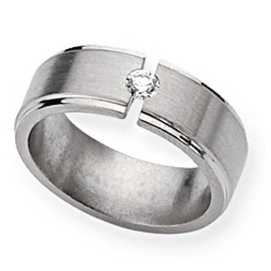 Titanium 8mm Diamond Brushed and Polished Wedding Band