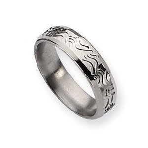 Titanium Wave Design 6mm Brushed and Polished Wedding Band