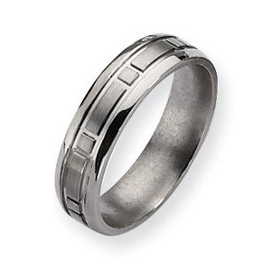 Titanium Square Design 6mm Satin and Polished Wedding Band