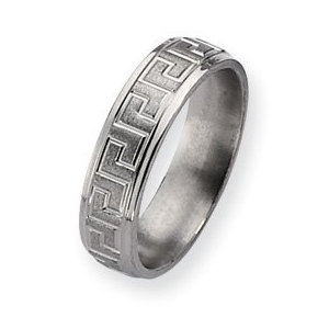 Titanium Greek Key Design 6mm Satin and Polished Wedding Band