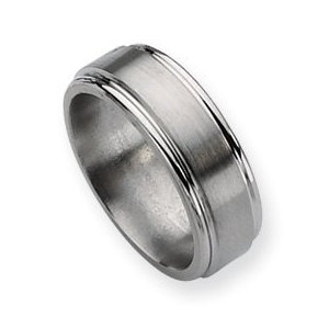 Titanium Grooved Edge 8mm Brushed and Polished Wedding Band