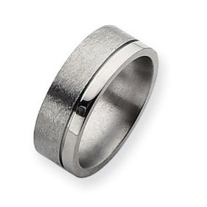 Titanium Grooved 8mm Satin and Polished Wedding Band
