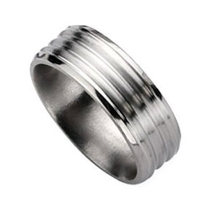 Titanium Grooved Beveled Edge 8mm Brushed and Polished Wedding Band