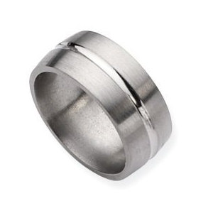 Titanium Grooved 10mm Satin and Polished Wedding Band
