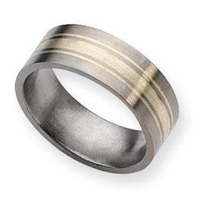 Titanium Sterling Silver Inlay 8mm Brushed Wedding Band