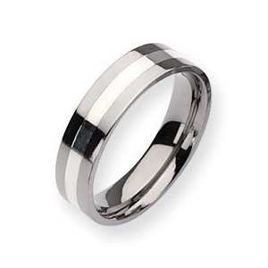 Titanium Sterling Silver Inlay 6mm Polished Wedding Band