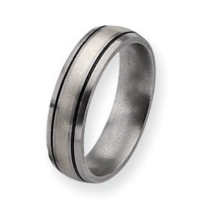 Titanium and Sterling Inlay Brushed with Antiquing 6mm Wedding Band