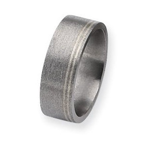 Titanium and Sterling Inlays Satin 8mm Wedding Band