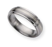Titanium Sterling Silver Inlay 6mm Brushed and Polished Wedding Band