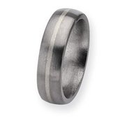 Titanium Sterling Silver Inlay 6mm Brushed Round Wedding Band