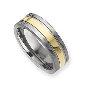Dura Tungsten Gold plated Grooved 8mm Polished Wedding Band