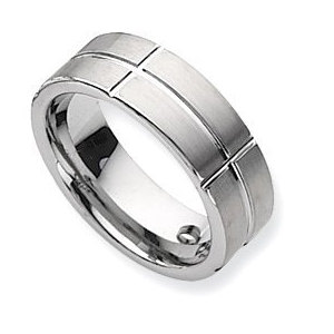 Dura Tungsten Grooved Flat 8mm Polished Wedding Band