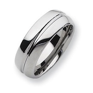 Tungsten Grooved 8mm Polished Wedding Band
