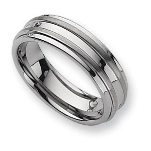 Dura Tungsten Grooved 7mm Brushed and Polished Wedding Band
