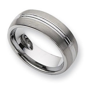 Tungsten Grooved 8mm Brushed and Polished Wedding Band