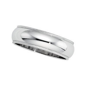 Platinum 6mm Comfort Fit Milgrain Wedding Band