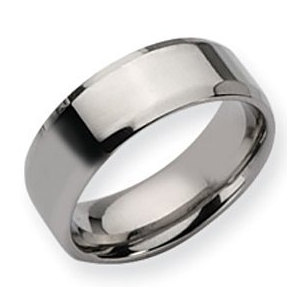 Stainless Steel Beveled Edge 8mm Polished Wedding Band